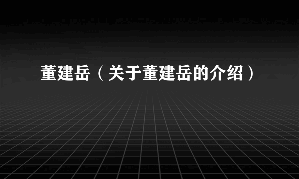 董建岳（关于董建岳的介绍）