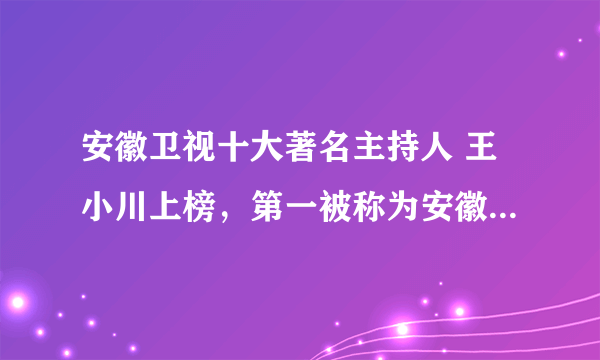 安徽卫视十大著名主持人 王小川上榜，第一被称为安徽卫视一姐