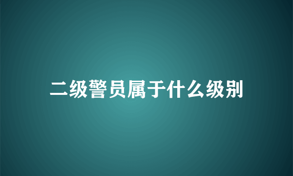 二级警员属于什么级别