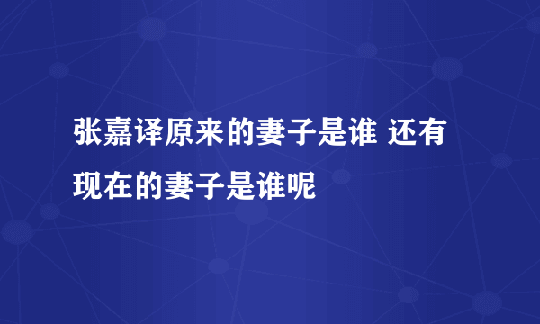 张嘉译原来的妻子是谁 还有现在的妻子是谁呢