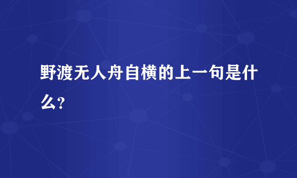 野渡无人舟自横的上一句是什么？