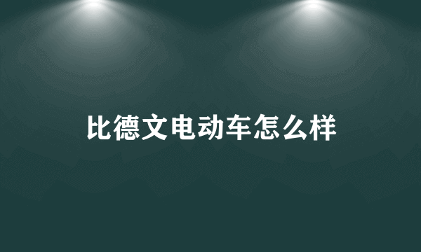 比德文电动车怎么样