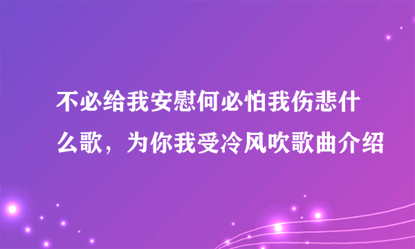 不必给我安慰何必怕我伤悲什么歌，为你我受冷风吹歌曲介绍