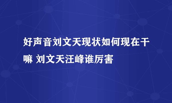 好声音刘文天现状如何现在干嘛 刘文天汪峰谁厉害