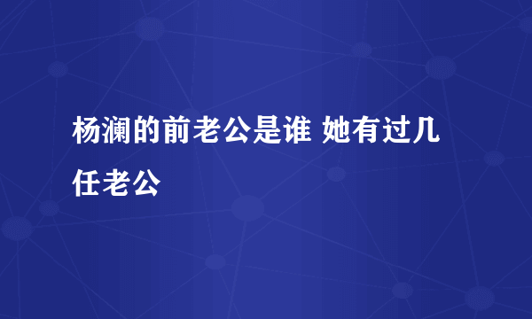 杨澜的前老公是谁 她有过几任老公