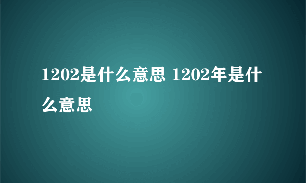 1202是什么意思 1202年是什么意思