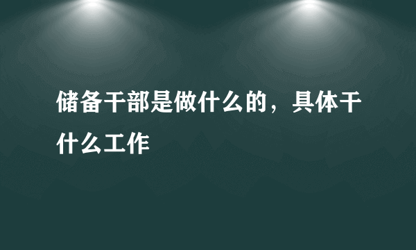 储备干部是做什么的，具体干什么工作