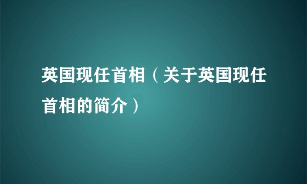 英国现任首相（关于英国现任首相的简介）