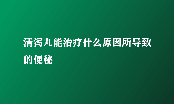 清泻丸能治疗什么原因所导致的便秘