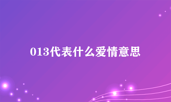 013代表什么爱情意思