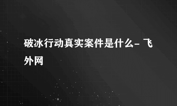 破冰行动真实案件是什么- 飞外网