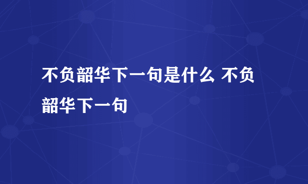 不负韶华下一句是什么 不负韶华下一句