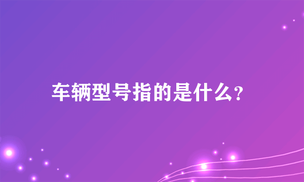 车辆型号指的是什么？