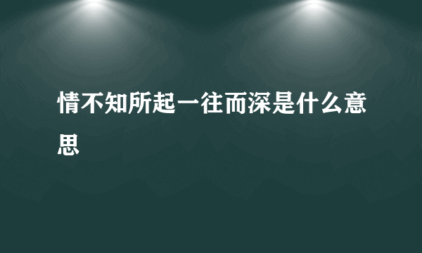 情不知所起一往而深是什么意思