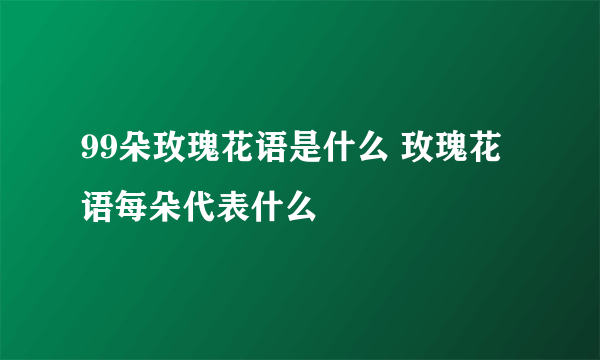 99朵玫瑰花语是什么 玫瑰花语每朵代表什么