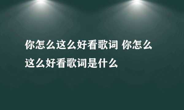 你怎么这么好看歌词 你怎么这么好看歌词是什么