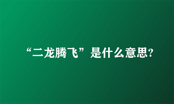 “二龙腾飞”是什么意思?