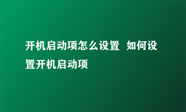 开机启动项怎么设置  如何设置开机启动项