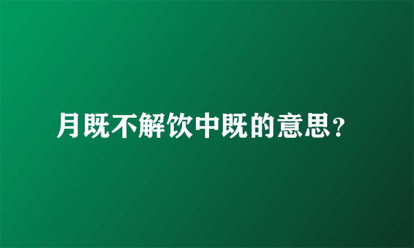 月既不解饮中既的意思？