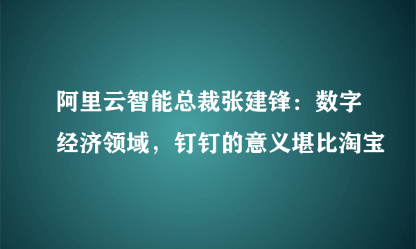 阿里云智能总裁张建锋：数字经济领域，钉钉的意义堪比淘宝