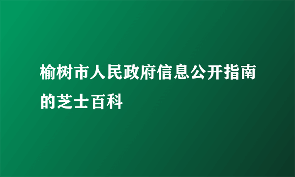 榆树市人民政府信息公开指南的芝士百科