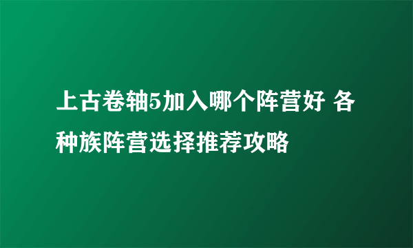 上古卷轴5加入哪个阵营好 各种族阵营选择推荐攻略