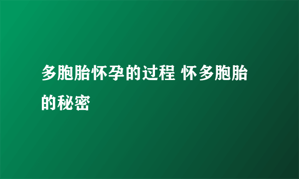 多胞胎怀孕的过程 怀多胞胎的秘密