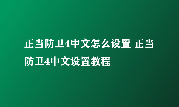 正当防卫4中文怎么设置 正当防卫4中文设置教程