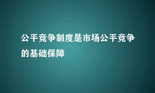 公平竞争制度是市场公平竞争的基础保障