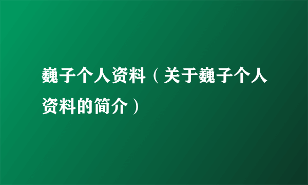 巍子个人资料（关于巍子个人资料的简介）