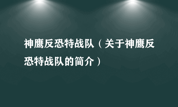 神鹰反恐特战队（关于神鹰反恐特战队的简介）