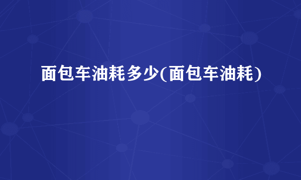 面包车油耗多少(面包车油耗)