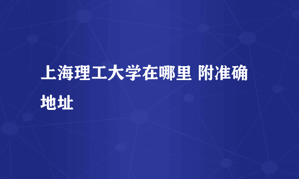 上海理工大学在哪里 附准确地址