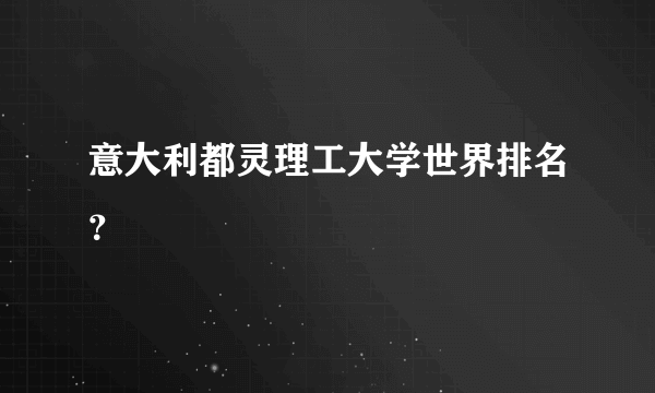 意大利都灵理工大学世界排名？