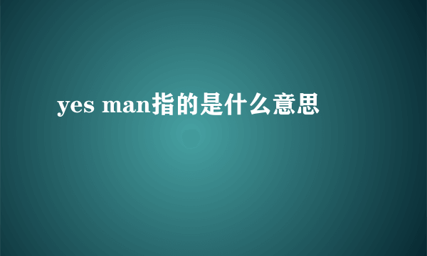 yes man指的是什么意思