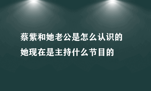 蔡紫和她老公是怎么认识的 她现在是主持什么节目的