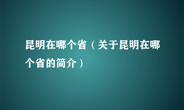 昆明在哪个省（关于昆明在哪个省的简介）