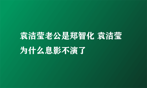 袁洁莹老公是郑智化 袁洁莹为什么息影不演了