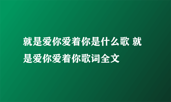 就是爱你爱着你是什么歌 就是爱你爱着你歌词全文