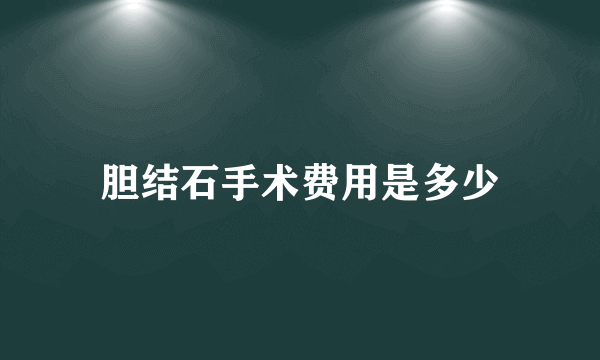 胆结石手术费用是多少