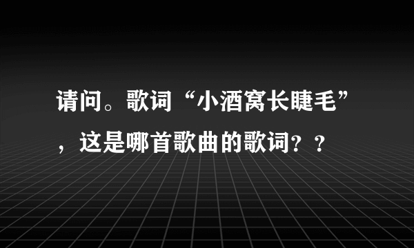 请问。歌词“小酒窝长睫毛”，这是哪首歌曲的歌词？？