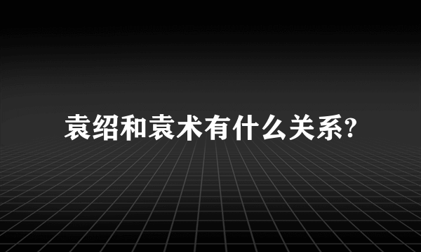 袁绍和袁术有什么关系?