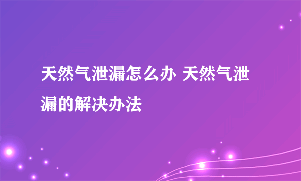 天然气泄漏怎么办 天然气泄漏的解决办法