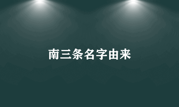 南三条名字由来