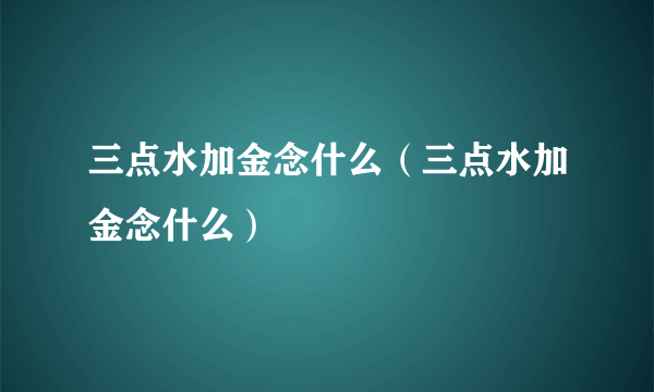 三点水加金念什么（三点水加金念什么）