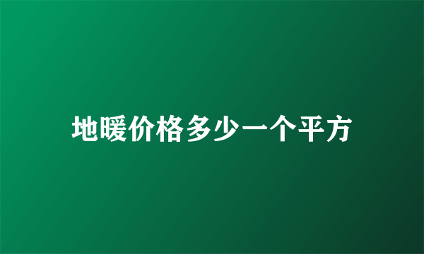 地暖价格多少一个平方