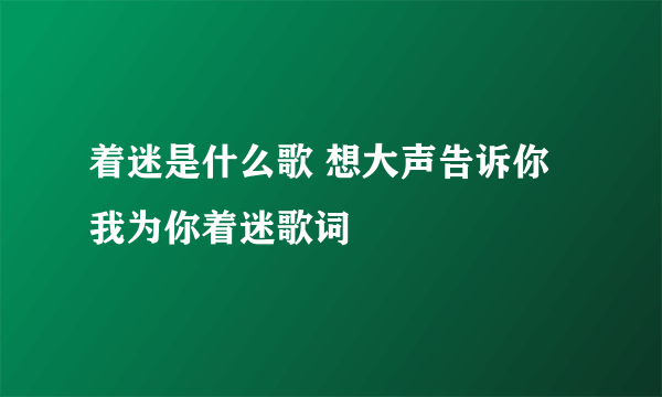 着迷是什么歌 想大声告诉你我为你着迷歌词