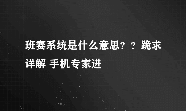 班赛系统是什么意思？？跪求详解 手机专家进