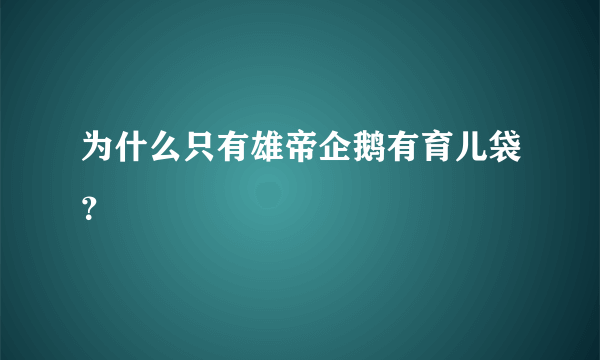 为什么只有雄帝企鹅有育儿袋？