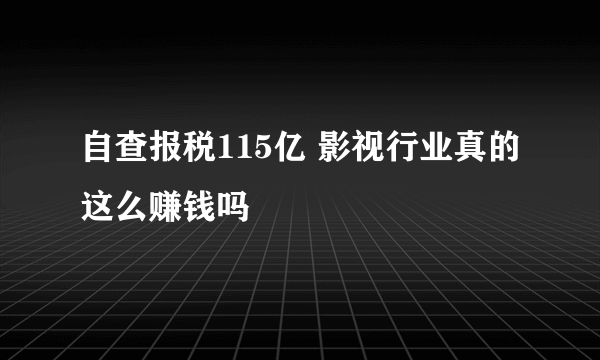 自查报税115亿 影视行业真的这么赚钱吗